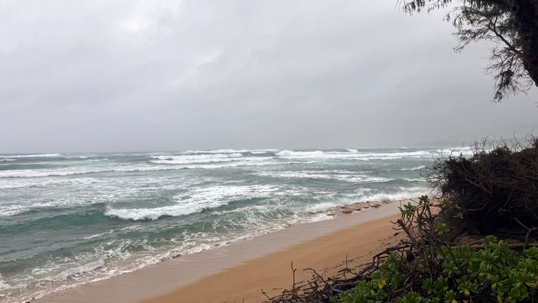 The Hawaiian island of Kauai saw heavy surf, wind and rain on Aug. 16 as Lala passed south of the state.