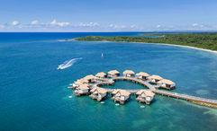 Overwater villas at the Sandals South Coast in Jamaica.