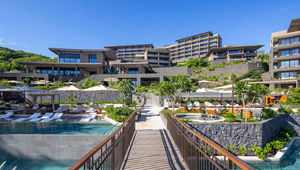 The resort has multiple outdoor pools terraced down the side of the hill. The resort has multiple outdoor pools terraced down the side of the hill.