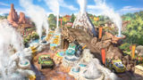 Concept art for the Cars Ridge Run Rally attraction in Piston Peak, one of the new themed lands coming to Magic Kingdom.
