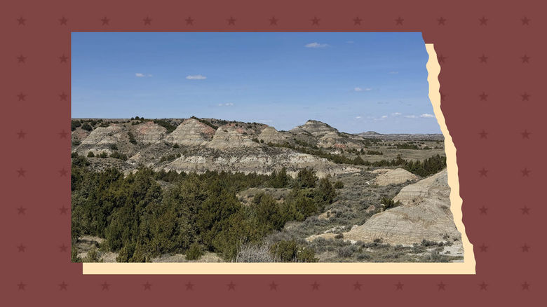 A view of the South Unit of Theodore Roosevelt National Park, one of North Dakota's biggest draws.