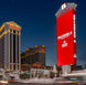 A 210-foot-tall-by-62-foot-wide marquee has been installed in front of Caesars Palace, which is celebrating 60 years of operations with memorabilia and special food and beverage menu items reminiscent of 1966 cuisine.