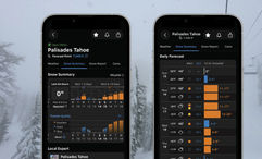 The OpenSnow app, showing detailed forecasts for Palisades Tahoe.