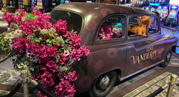 Vanderpump Hotel’s casino features chandeliers, art and other elements to build an “industrial romantic” style.