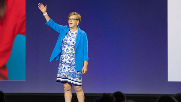 Nexion Travel Group president Jackie Friedman on stage at Nexion's CoNexion 2026 in Austin, Texas.