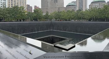 The 9/11 Memorial pools sit in the footprints of the former North and South Towers.