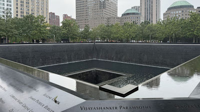 The 9/11 Memorial pools sit in the footprints of the former North and South Towers.