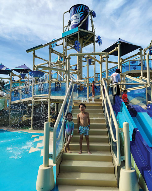 Travel Weekly reporter Christina Jelski's two kids at Splash Cay.