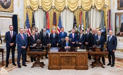 Travel CEOs with President Trump at the White House on Sept. 2.