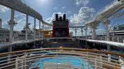 A sunny morning onboard the Disney Wish, which operates from Port Canaveral, Fla., to the Bahamas. The ship will offer cruises from New York in 2027.
