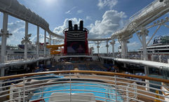 A sunny morning onboard the Disney Wish, which operates from Port Canaveral, Fla., to the Bahamas. The ship will offer cruises from New York in 2027.