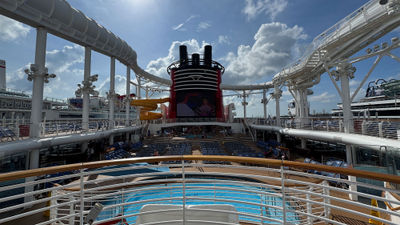 A sunny morning onboard the Disney Wish, which operates from Port Canaveral, Fla., to the Bahamas. The ship will offer cruises from New York in 2027.