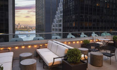 A view from the rooftop terrace at The Wall Street Hotel.