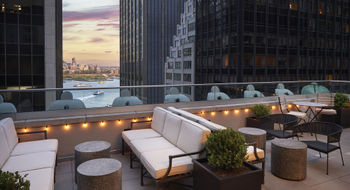 A view from the rooftop terrace at The Wall Street Hotel.