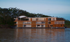 An exterior view of the Zafiro ship by Jungle Experiences.