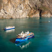 The Ocean Nova and Ocean Victory pass each other for the first time in Greenland's Evighedsfjorden.