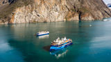 The Ocean Nova and Ocean Victory pass each other for the first time in Greenland's Evighedsfjorden.