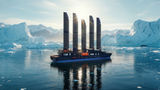 A rendering of Selar’s Captain Arctic, a ship with five solid sails made from aluminum.