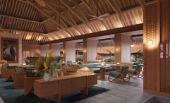A lounge rendering for the Regent Bora Bora, a resort currently closed and undergoing renovations.