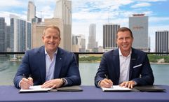 Royal Caribbean CEO Jason Liberty (left) and Sandals executive chairman Adam Stewart.