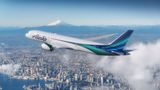 An Alaska Airlines Boeing 787 over Tokyo.