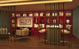 The AmaMaya's interior pulls inspiration from the region. Picture, the onboard library.