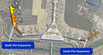 Two gates will be added on the south side of the terminal, and six will be expanded on the north side.