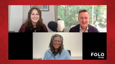 Clockwise from top left: River cruise editor Brinley Hineman, Tauck president Jeremy Palmer and Folo host Rebecca Tobin talk about how Tauck managed its river cruise business during a low-water season on the Rhine and Danube rivers.