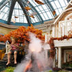 A young fisherman and his dog are depicted in “Casting Tranquility … Autumn Artistry” at Bellagio’s Conservatory & Botanical Gardens in Las Vegas.