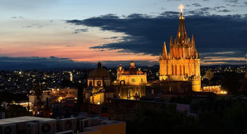 The Parroquia de San Miguel Arcangel, as seen from Casa de Sierra Nevada, a Belmond hotel.