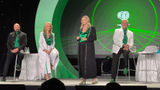 Cruise Planners executives announce sweeping AI updates for advisors during the executive opening of their CPWorld conference. From left, chief information officer Brian Shultz, CEO Michelle Fee, COO Theresa Scalzitti and chief strategy officer Scott Koepf.