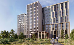 The 284-room property, shown in a rendering, will be operated by Scandic under a franchise agreement with Hilton.