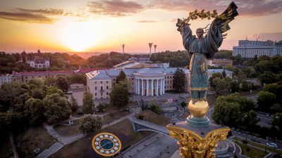 The Independence Monument in Kyiv, Ukraine's capital city.