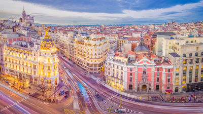 The skyline in Madrid, Spain's capital city.