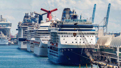 Cruise ships at PortMiami.