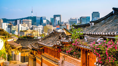 Bukchon Hanok Village in Seoul. South Korea reopened to tourism in 2022.