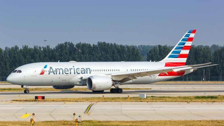 An American Airlines plane in Beijing in 2019. Scheduled seats in the U.S.-China market are down 93% compared to March 2019.