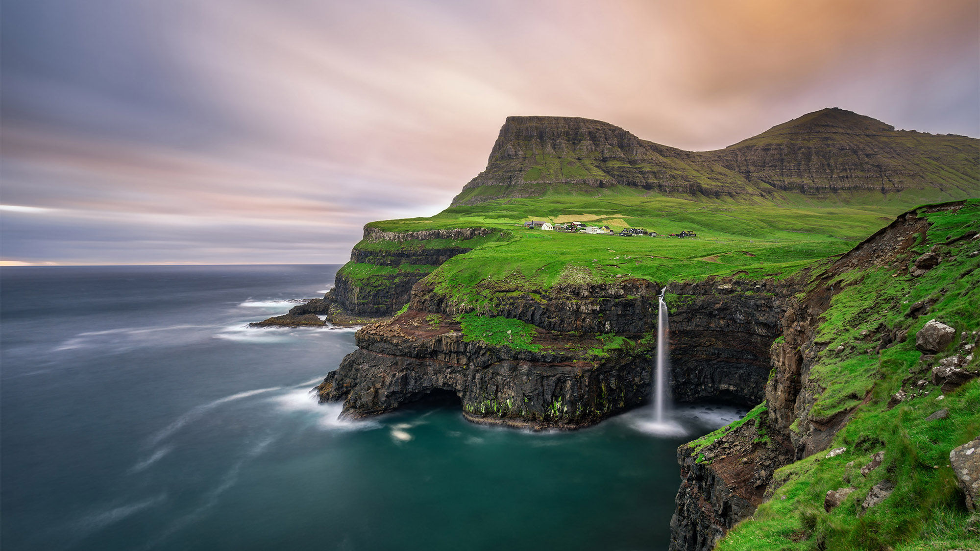 Gasadalur village, Vagar, Faroe Islands.