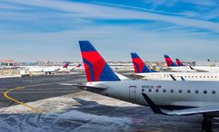 Delta planes at LaGuardia Airport.