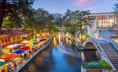 San Antonio's Riverwalk area. The city next year will be linked to Frankfort, Germany, via a route from Condor.