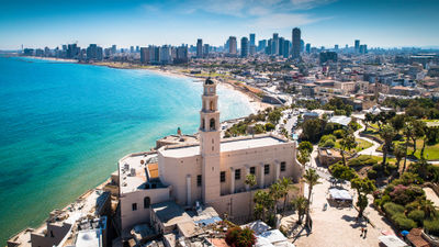 The Tel Aviv coastline. Advisors have been busy helping travelers leave Israel in the wake of the Hamas attack.