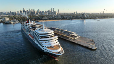 Cunard Line's Queen Elizabeth in Melbourne, Australia. Cunard has rolled out the new itineraries, including two simultaneous world cruises to depart in January 2026.