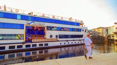 A Nile River cruise ship docking in Edfu, Egypt, in October.