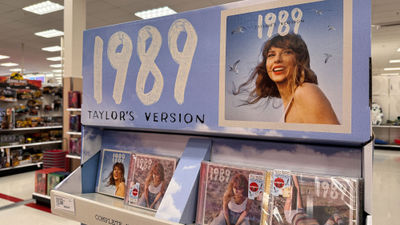 A display of the 1989 Taylor's Version album from Taylor Swift. American Airlines is operating a Flight 1989 for Super Bowl travelers.