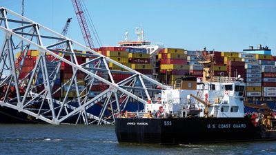 Wreckage of the Francis Scott Key Bridge in Baltimore's Patapsco River on April 23.