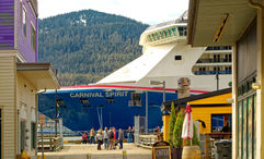 The Carnival Spirit docked in Juneau, Alaska.