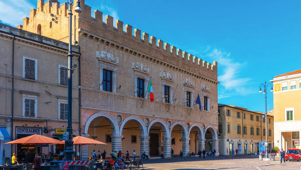 The 15th-century Palazzo Ducale in the center of Pesaro.