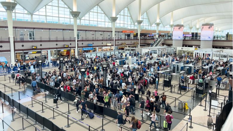 A TSA security area in Denver International Airport.