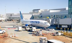 A United plane at San Francisco Airport.