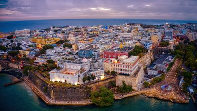 An aerial view of Old San Juan.